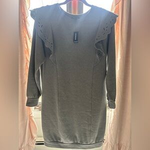 Express Charcoal Long Sleeve Dress fleece NWT sz S sweater dress